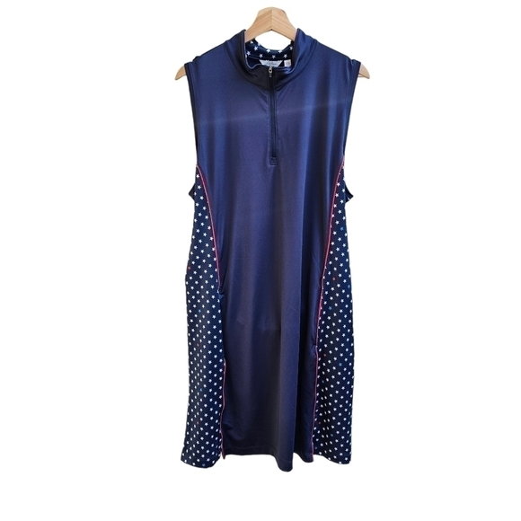 Lady Hagen Activewear Dress in Navy with White Star and Red Piping, Size XXL - Picture 2 of 9